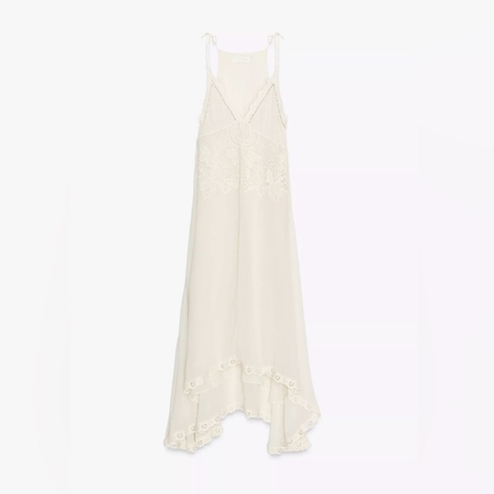 Zara NWT asymmetric crochet dress ecru ZW Collection 5107/276 - Picture 7 of 12